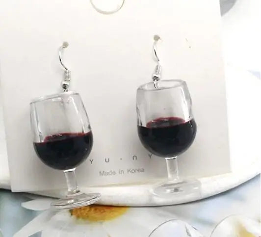 Unika 3D-örhängen – Rödvinsglas i färgglad design, perfekt för fest och party
